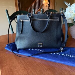 Dooney & Bourke Black Pebble Grain Zip Satchel